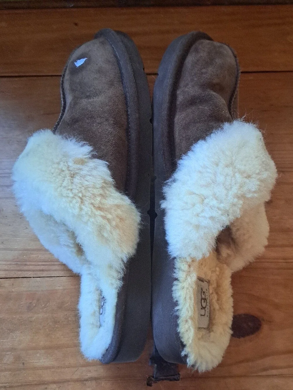 UGG Scuff Men's Slippers Size 11 Espresso Brown Suede Sheepskin Shearling #5614